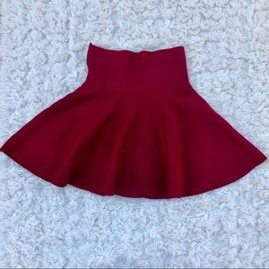 Flared burgundy wool skirt